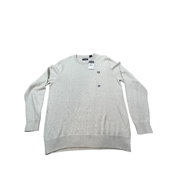 Chaps Mens Large Beige Cream Crewneck Chunky Knit Sweater Fisherman - Picture 1 of 11